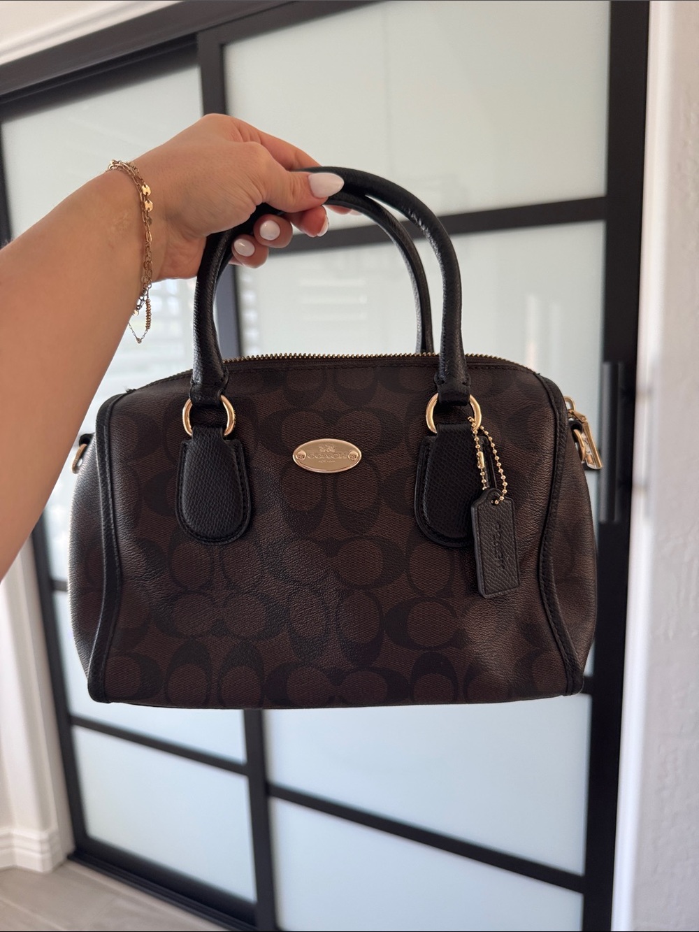Coach F34084 Signature Mini Bennet Satchel with Black Strap